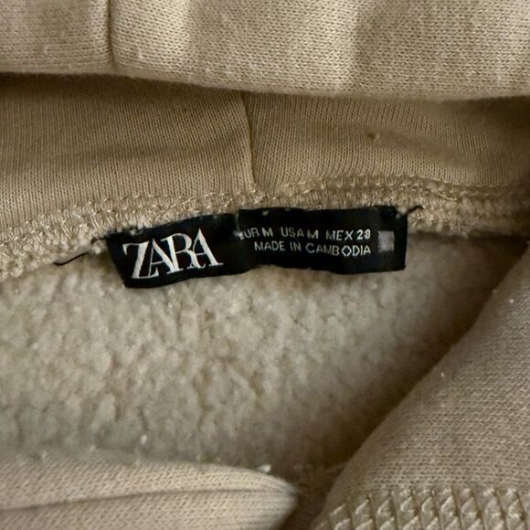 Zara oatmeal Cropped Hoodie elastic waist NWOT M - Picture 5 of 7